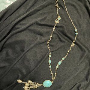 Lia Sophia Turquoise and Gold Tone Necklace